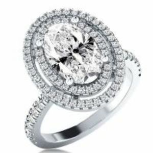Italo Double Halo Oval Created White Sapphire